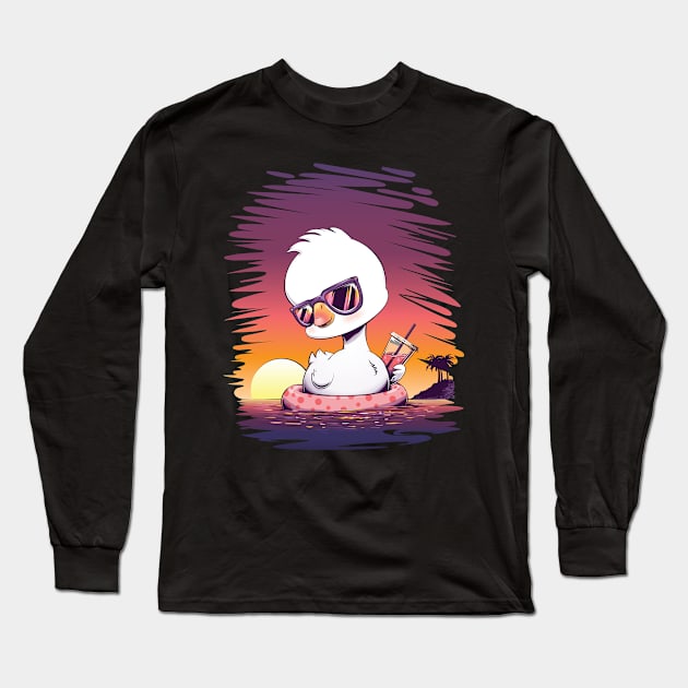 Summer Time Fun - DinkyGoose - Cartoon Goose Long Sleeve T-Shirt by redappletees